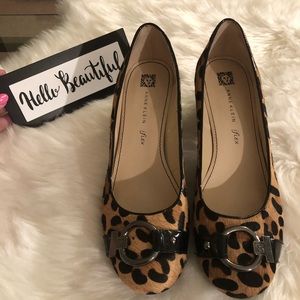 Anne Klein cheetah thick heeled shoes